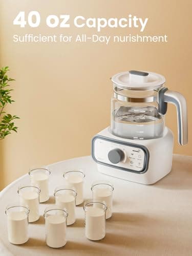 GROWNSY Baby Instant Warmer, Glass Water Boiler with Accurate Temperature Control for Formula, Coffee and Tea, 1.3 Liter Electric Kettle with LCD Display and Timer - Image 7