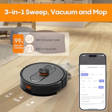 eitton Robot Vacuum and Mop Self-Emptying, 5000Pa Robotic Vacuums, 60 Days Hands-Free, 3-in-1 LiDAR Robot Vacuum Cleaner,No-Go Zones,Perfect for Carpets, Hard Floors, and Pet Hair - Image 6