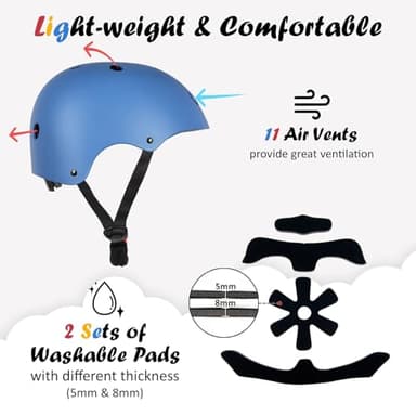 Kids Bike Helmet, Adjustable and Multi-Sport, from Toddler to Youth, 3 Sizes (Blue) - Image 5