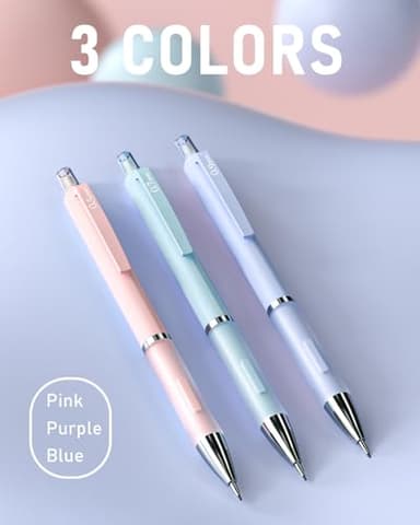 Nicpro 6PCS Pastel Mechanical Pencil Set, Cute Mechanical Pencils 0.5 mm & 0.7 mm & 0.9 mm with 360PCS HB Lead Refills, Eraser, Eraser Refill for Student Writing Drawing Sketching Drafting with Case - Image 4