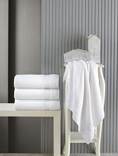 Quick-Dry, Soft & High Absorbent Bath Towels 27"x54" Cotton Turkish Bath Towel Set of 4 | Daily Use 100% Cotton Towels for Bathroom, Gym & More | Bathroom Towels Set (4 Pcs, White) - Image 5