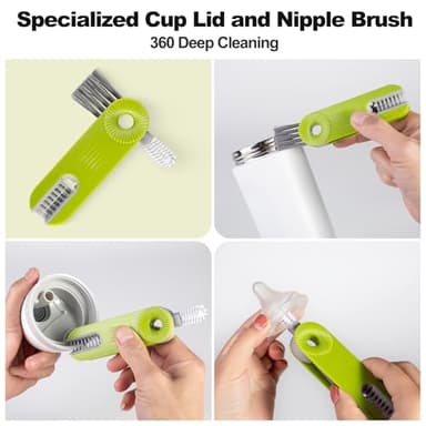 [3 Pack] Bottle Brush, 15 Inches Stainless Steel Long Handle Baby Bottle Scrub Cleaning Brushes with Straw & Lid Brushes for Sports Water Bottle, Cups, Coffee Mugs, Glasswares, Tumblers, Wine Decanter - Image 5