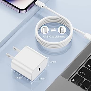iPhone Charger Fast Charging Block, [MFi Certified] Wall Charger Plug and 6ft USB C to Lightning Cable Cord, Type C Adapter Cube Brick Box for Apple iPhone 14 Pro Max/14/13 Pro/12 Mini/12/11/iPad Air - Image 5