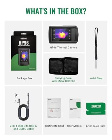 HP96 Thermal Imaging Camera,3.5" Touch Screen Thermal Camera with Visual Camera, 240 x 240 Super Resolution, Intelligent Scene Detection, 96 x 96 IR Resolution, 25 Hz Video Recording, -4°F to 662°F - Image 9