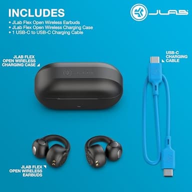 JLab Flex Open Earbuds, Clip-on Cuff Design, Wireless Open-Ear Audio Freedom Effortless Fit, Safe Listening, Bluetooth Multipoint, Customize with The App, Black - Image 7