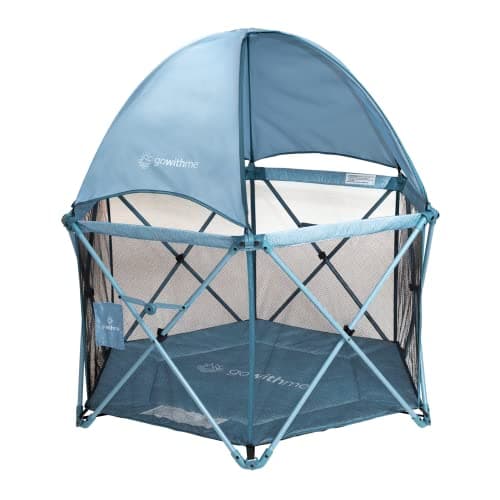 Baby Delight Go with Me Eclipse Deluxe Portable Playard | Playpen | Sun Canopy | Indoor and Outdoor | Ultra Padded Nylon Floor | Blue Wave - Image 1