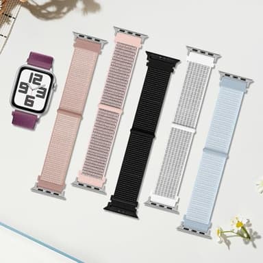 6 Pack Nylon Sport Loop Band Compatible with Apple Watch Band 38mm 40mm 41mm 42mm 44mm 45mm 46mm 49mm Women Men, Soft Adjustable Braided Replacement Straps for iWatch Series 11 10 9 8 7 6 5 4 3 2 1 SE Ultra - Image 4