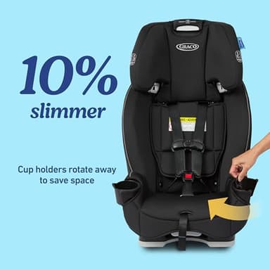 Graco Slimfit 3-in-1 Convertible Car Seat, Ultra-Space-Saving Design, Sydney, Suitable for Rear and Forward-Facing, Highback Booster Seat with 10-Position Headrest - Image 4