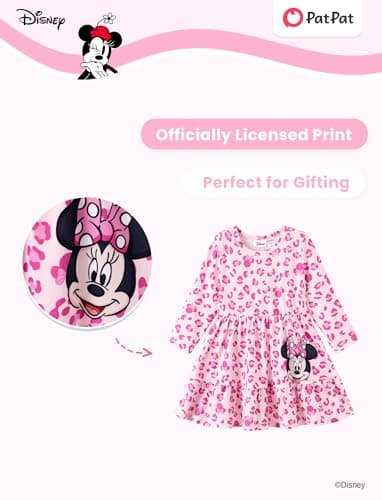 Disney Minnie Mouse Dress Toddler Girl Character Print A-Line Long Sleeve Winter Fall Clothes Kids Outfit Gift Party Costume Light Pink 4-5T - Image 7