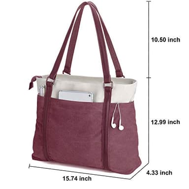 Women's Work Bag with Laptop Compartment Zipper Pockets Teacher Totes Purse - Image 3