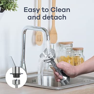 Ganiza Immersion Blender 5 in 1 Hand Blender Max 1000W Heavy Duty Motor, 16 Speed Mode Handheld Blender Stainless Steel Blade With 800ml Mixing Beaker, 600ml Chopper, Whisk and Milk Frother - Image 7