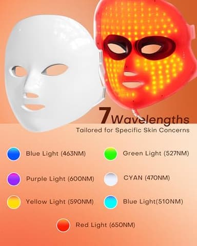 NEWKEY Red Light Therapy Mask for Face,7 Colors LED Face Mask Light Therapy, At-Home Photon Skin Care Beauty Mask for Anti Wrinkles Acne Reduction - Image 6