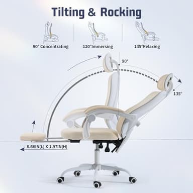 Ergonomic Office Chair with Retractable Footrest, 400LBS Capacity,Synchronized Armrest, Breathable Mesh, Adjustable Lumbar Support - Image 8