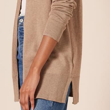 Amazon Essentials Women's Lightweight Open-Front Cardigan Sweater (Available in Plus Size), Camel Heather, Small - Image 4