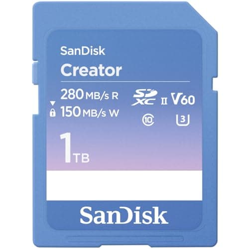 SanDisk 1TB Creator SD UHS-II Card, Read speeds up to 280MB/s, for DSLR and Mirrorless Cameras, 4K UHD, 6K Video, V60, 1 Month of Adobe Creative Cloud Included - SDSDXEP-1T00-GNCIS - Image 1