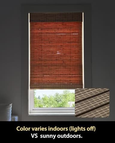 UNISHADES Cordless Bamboo Roman Shades for Windows, Blinds Size (27 1/2" W × 64" H) Colour (BDP-Driftwood) Fits Windows (27 3/4" W × 64" H) - Image 7