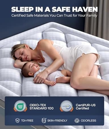Biteany 5 Inch Mega Support Memory Foam Mattress Topper for Pressure Relief, Dual Layer 2.5" Pillow Top Mattress Topper Plus 2.5" Cooling Gel Infused Memory Foam Mattress Pad (Queen - Image 7