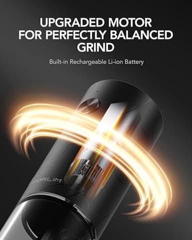 FORLIM Electric Salt and Pepper Grinder Set, USB Rechargeable, Automatic Salt Pepper Mill Grinder with Dust Cover, One-Button Control, Adjustable Coarseness, White LED Light (2 Packs, Black&White) - Image 7