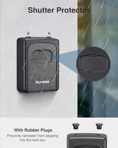 Puroma Lock Box, Large Key Lock Box Resettable Combination Lockbox, Portable Wall Mount Lockbox Security Safe Box for Outside Outdoor Home Office Door Handle House Key, Pure Black (1 Pack) - Image 8