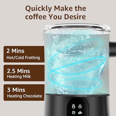 Milk Frother, 4 in 1 Electric Milk Steamer,11.8oz/350ml Automatic Warm and Cold Foam frother for Coffee, Latte, Macchiato, Cappuccino, Hot Chocolate - Image 5