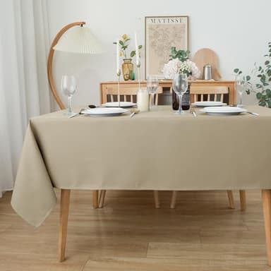 Biscaynebay Textured Fabric Tablecloths 70x108 Inches Rectangular, Natural Water Resistant Tablecloths for Dining, Kitchen, Wedding, Parties etc. Machine Washable - Image 7
