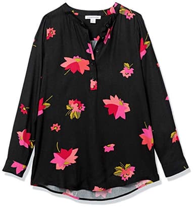 Amazon Essentials Women's Long-Sleeve Woven Blouse, Black Pink Floral, XX-Large - Image 6