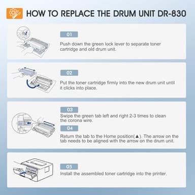 DR-830 DR830 Drum Unit Black 2 Pack Compatible Replacement for Brother DR830 DR 830 DR-830 for HL-L2400D L2405W L2460DW L2460DWXL L2865DW L2480DW DCP-L2640DW MFC-L2807DW L2820DW L2820DWXL Printer Ink - Image 6