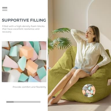 MAXYOYO Bean Bag Chair, Floor Sofa with Handle, Bean Bag Chairs for Adults and Kids, Teens Living Room Bean Bag, Accent Sofa Chair with Pocket for Gaming Reading Relaxing - Image 6