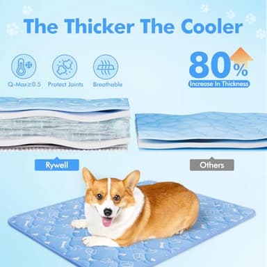 Rywell Dog Cooling Mat 2.0, 36 * 27 Thicken Cooling Mat for Large Dog, Internal Waterproof& Endothermic Color Changing Arc-Chill Cool Fiber(QMAX>0.5) for Pet in Summer, Washable, Non-Toxic - Image 3