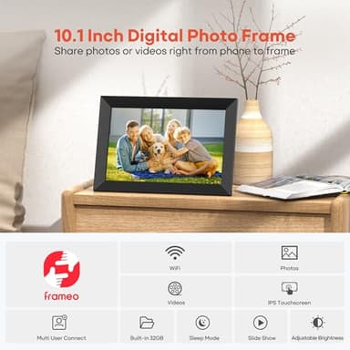BIGASUO Digital Picture Frame, 10.1" Frameo Digital Frame WiFi with 32GB Memory, 1280x800 IPS Touch Screen, Send Photos/Videos from Your Phone Anywhere, Photo Gifts for Parents and Grandparents 2 Pack - Image 7