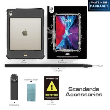 2024 iPad Air 6th/5th/4th Gen Waterproof Case - 360 Full-Body Protection, Easy Access to Apple Pencil & Touch ID, with Portable Stand, Lanyard, & Shockproof Cover for iPad Air 11 Inch & 10.9 Inch - Image 9