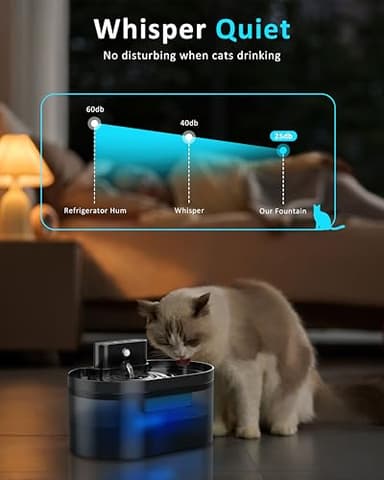 Wireless Cat Water Fountain: Pet Water Fountain Battery Operated, 74oz/2.2L Automatic Cat Water Dispenser，Rechargeable Drinking Fountain for Cats Indoor with Motion Sensor,Fountain+3Filters+3Sponges - Image 6