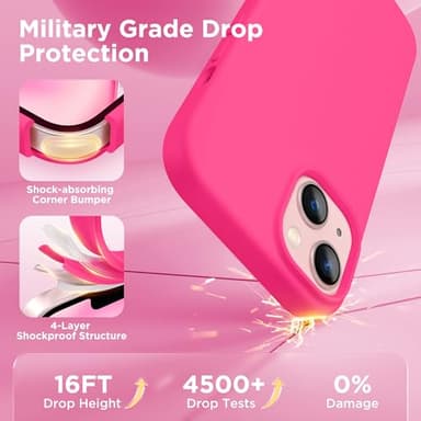 GolbinBox Magnetic for iPhone 13 Case & iPhone 14 Case, Compatible with MagSafe, [Soft Anti-Scratch Microfiber Lining], Slim Liquid Silicone Shockproof Protective Phone Case 6.1 inch, Hot Pink - Image 5
