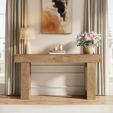 Tribesigns 63-Inch Long Console Table, Wooden Rectangular Sofa Table Behind The Couch, Farmhouse Entryway Table for Entrance, Hallway, Living Room (Natural) - Image 4