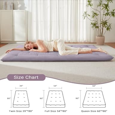 Mollydot Japanese Floor Mattress, Futon Mattress Twin Size 39"x 80", 2.56" Thicken Tatami Mattress, Portable Foldable Floor Bed, Roll Up Futon Cushion, Suitable for Camping Guest Room Dormitory (Grey) - Image 6