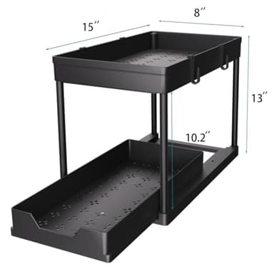 DEKAVA Under Sink Organizer 2 Pack, Bathroom Cabinet Organizer, 2 Tier Sliding Cabinet Basket Organizer Drawer, Multi-Purpose Bath Collection Baskets for Bathroom (Black) - Image 2