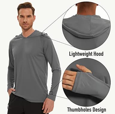 Fishing Shirts for Men - Sun Shirts with Long Sleeves, UV & Quick Dry Protection, Active Workout Shirts in Dark Grey - Image 5