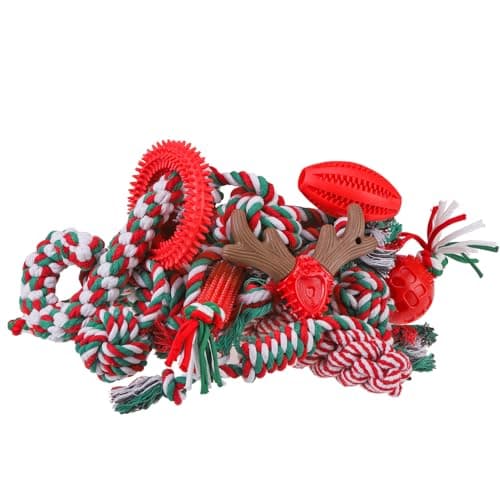 SCENEREAL 15 Pack Dog Toys for Small Dogs Puppies, Christmas Small Dog Toys for Teething and Chewing, Interactive Dog Chew Toys Rope Toy to Keep Them Busy, Holiday Xmas Gift - Image 1
