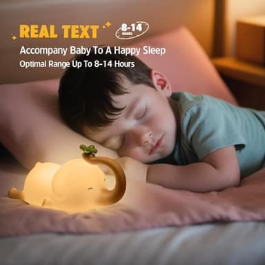 MAGOHMT Silicone Elephant Night Light for Kids - 3-Level Dimmable & Rechargeable LED Lamp, Touch Control Soft Animal Light for Nursery, Baby Room Decor - Image 2