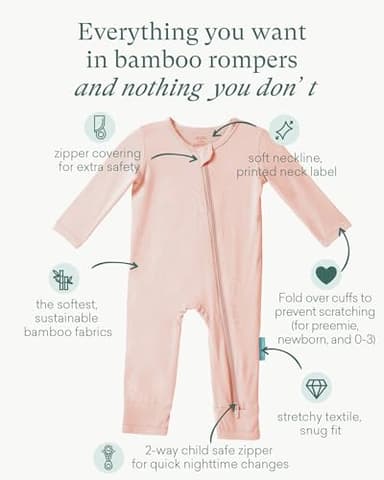 PurComfy Baby Long Sleeve Romper Jumpsuit, Premium Soft Rayon One Piece Pajamas Boy Girl 2-Way Zipper Coverall Sleeper - Image 2