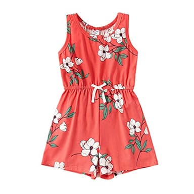 PATPAT Big Kids 3 Pieces Solid Floral Rompers Little Girl Elastic Waist Sleeveless One Piece Knit Jumpsuits Multipack, 7-8 Years - Image 7