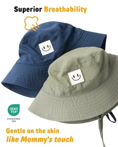 FURTALK Baby Sun Hat Smile Face Toddler Boys Girls Bucket Hat 0-5 Years Kids UPF 50+ Sun Protection Summer Hats - Image 9