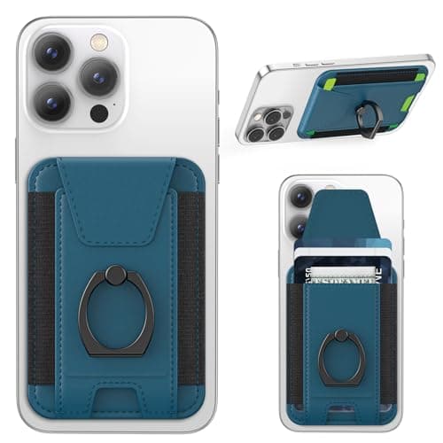 For Magsafe Wallet with Grip, 6-Card Holder, Stronger Magnetic Card Wallet Holder for iPhone 17/16/15, iPhone 14/13/12 Series, Leather Magnetic Phone Wallet with Privacy Flap, RFID Blocking, Blue - Image 1