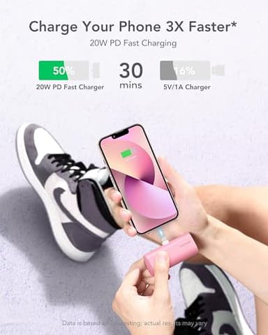 charmast Small Portable Charger for iPhone, Ultra-Compact 20W PD Fast Charging Power Bank 5000mAh, Mini Battery Pack for iPhone 14/14 Pro Max/13/13 Pro Max/12/12 Pro Max/11/XR/X/8/7/6 etc - Image 3