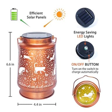 Cat Solar Lanterns Outdoor Waterproof Hanging Solar Lights Cat Gifts for Women Men Metal Decorative LED Cat Lanterns for Garden Decor,Yard,Patio,Lawn,Tabletop,Pathway,Landscape - Image 6