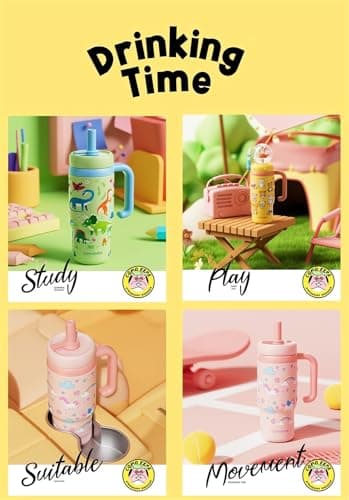 Stainless Steel Whale Fountain Tumbler with Handle 2025 Drinking Cup with Whale Squirt Insulated Travel Tumblers Kids Weighted Sippy Cup No Spill Cute Water Bottle with Lids and Straws Leak Proof (A3) - Image 7