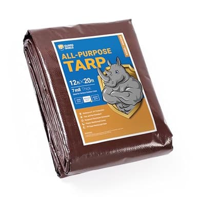 GUARD SHIELD Brown/Green Tarp 12x20 Feet Medium Duty Outdoor Waterproof Multi Purpose Poly Tarps Cover 7mil - Image 1