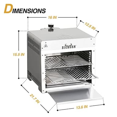 BIG HORN OUTDOORS 1500°F Small Infrared Propane Gas Grill – Portable Steak Broiler & Sear Station, Outdoor Salamander BBQ with Pizza Stone, Stainless Steel - Image 2