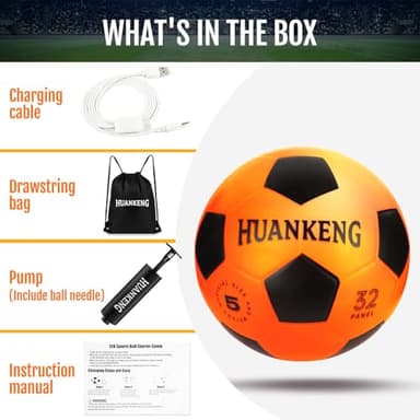 HuanKeng Upgrade Rechargeable Glow in The Dark Soccer Ball Birthday Gifts for 6 7 8 9 10 11 12 13 14 15 Year Old Boys, NO.5 Sports Outdoor Light Up Soccer Ball Games for Teen Kids Boy Toys Ages 6-15 - Image 4