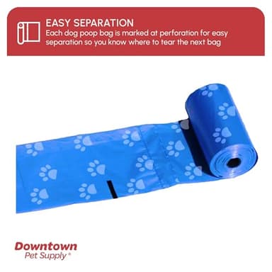 Downtown Pet Supply Rainbow Paw Print Poop Bags (2200 CT & 2 Dispensers) - Leak-Proof, Unscented, Clips to Leashes & Harnesses - Image 5